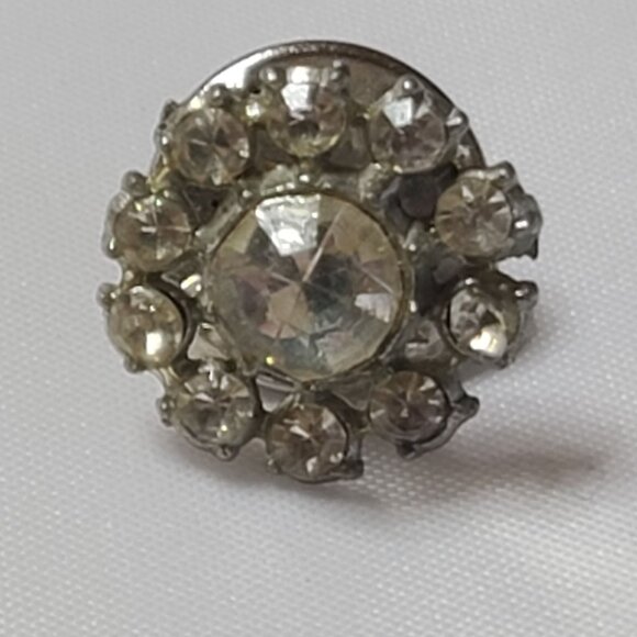 Vintage Rhinestone Clear Cluster Brooch Pin - Picture 6 of 8